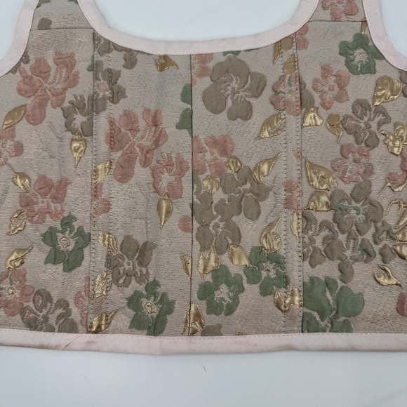 French Meadows Floral Tapestry Corset Stays Bodice Pink Gold Renaissance PNW - Picture 12 of 14
